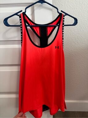 Under Armour Women's Bright Red Racerback Tank with Black Trim